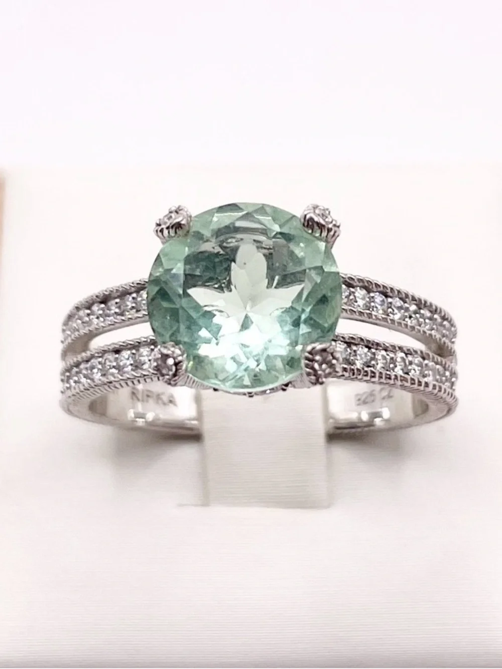 Size 9.5 Prasiolite 925 Sterling Silver Ring signed Judith Ripka